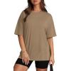 imageOversized T Shirts for Women Summer Crewneck Short Sleeve Basic Tops Loose FitLight Coffee