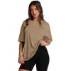 imageOversized T Shirts for Women Summer Crewneck Short Sleeve Basic Tops Loose FitLight Coffee