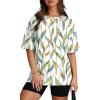 imageOversized T Shirts for Women Summer Crewneck Short Sleeve Basic Tops Loose FitMulti Leaf