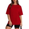imageOversized T Shirts for Women Summer Crewneck Short Sleeve Basic Tops Loose FitRed