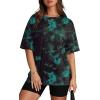 imageOversized T Shirts for Women Summer Crewneck Short Sleeve Basic Tops Loose FitTie Dye Blue