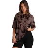 imageOversized T Shirts for Women Summer Crewneck Short Sleeve Basic Tops Loose FitTie Dye Brown
