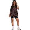 imageOversized T Shirts for Women Summer Crewneck Short Sleeve Basic Tops Loose FitTie Dye Brown