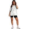imageOversized T Shirts for Women Summer Crewneck Short Sleeve Basic Tops Loose FitTie Dye White