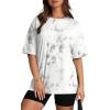 imageOversized T Shirts for Women Summer Crewneck Short Sleeve Basic Tops Loose FitTie Dye White