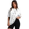 imageOversized T Shirts for Women Summer Crewneck Short Sleeve Basic Tops Loose FitTie Dye White