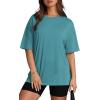 imageOversized T Shirts for Women Summer Crewneck Short Sleeve Basic Tops Loose FitTurquoise