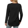 imageXIEERDUO Womens Long Sleeve Round Neck Shirts Side Split Basic Loose Tunic Tops Casual 2025Black