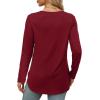 imageXIEERDUO Womens Long Sleeve Round Neck Shirts Side Split Basic Loose Tunic Tops Casual 2025Burgundy