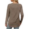 imageXIEERDUO Womens Long Sleeve Round Neck Shirts Side Split Basic Loose Tunic Tops Casual 2025Coffee
