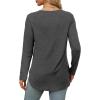 imageXIEERDUO Womens Long Sleeve Round Neck Shirts Side Split Basic Loose Tunic Tops Casual 2025Dark Grey