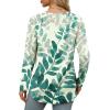 imageXIEERDUO Womens Long Sleeve Round Neck Shirts Side Split Basic Loose Tunic Tops Casual 2025Patternedblue Leaf