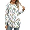 imageXIEERDUO Womens Long Sleeve Round Neck Shirts Side Split Basic Loose Tunic Tops Casual 2025Patternedwhite Print