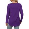 imageXIEERDUO Womens Long Sleeve Round Neck Shirts Side Split Basic Loose Tunic Tops Casual 2025Purple