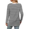 imageXIEERDUO Womens Long Sleeve Round Neck Shirts Side Split Basic Loose Tunic Tops Casual 2025Stripeblack White