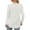 imageXIEERDUO Womens Long Sleeve Round Neck Shirts Side Split Basic Loose Tunic Tops Casual 2025White