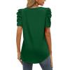 imageXIEERDUO Womens Summer Shirt V Neck Casual Tshirts Puff Sleeve Tops for Women Solid Color XS3XL00clover