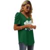 imageXIEERDUO Womens Summer Shirt V Neck Casual Tshirts Puff Sleeve Tops for Women Solid Color XS3XL00clover
