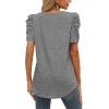 imageXIEERDUO Womens Summer Shirt V Neck Casual Tshirts Puff Sleeve Tops for Women Solid Color XS3XL02gray