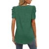 imageXIEERDUO Womens Summer Shirt V Neck Casual Tshirts Puff Sleeve Tops for Women Solid Color XS3XL06green