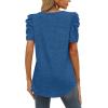 imageXIEERDUO Womens Summer Shirt V Neck Casual Tshirts Puff Sleeve Tops for Women Solid Color XS3XL07blue
