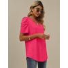 imageXIEERDUO Womens Summer Shirt V Neck Casual Tshirts Puff Sleeve Tops for Women Solid Color XS3XL09light Pink