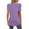 imageXIEERDUO Womens Summer Shirt V Neck Casual Tshirts Puff Sleeve Tops for Women Solid Color XS3XL10lavender