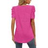 imageXIEERDUO Womens Summer Shirt V Neck Casual Tshirts Puff Sleeve Tops for Women Solid Color XS3XL11deep Pink