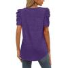 imageXIEERDUO Womens Summer Shirt V Neck Casual Tshirts Puff Sleeve Tops for Women Solid Color XS3XL11purple