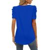 imageXIEERDUO Womens Summer Shirt V Neck Casual Tshirts Puff Sleeve Tops for Women Solid Color XS3XL12royal Blue