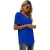 imageXIEERDUO Womens Summer Shirt V Neck Casual Tshirts Puff Sleeve Tops for Women Solid Color XS3XL12royal Blue