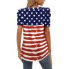 imageXIEERDUO Womens Summer Shirt V Neck Casual Tshirts Puff Sleeve Tops for Women Solid Color XS3XL14aflag B