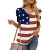 imageXIEERDUO Womens Summer Shirt V Neck Casual Tshirts Puff Sleeve Tops for Women Solid Color XS3XL14aflag a