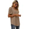 imageXIEERDUO Womens Summer Shirt V Neck Casual Tshirts Puff Sleeve Tops for Women Solid Color XS3XL14brown