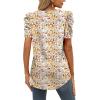 imageXIEERDUO Womens Summer Shirt V Neck Casual Tshirts Puff Sleeve Tops for Women Solid Color XS3XL15floral White Red