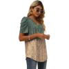 imageXIEERDUO Womens Summer Shirt V Neck Casual Tshirts Puff Sleeve Tops for Women Solid Color XS3XL15grey Coral