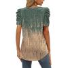 imageXIEERDUO Womens Summer Shirt V Neck Casual Tshirts Puff Sleeve Tops for Women Solid Color XS3XL15grey Coral