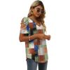 imageXIEERDUO Womens Summer Shirt V Neck Casual Tshirts Puff Sleeve Tops for Women Solid Color XS3XL15plaid