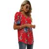 imageXIEERDUO Womens Summer Shirt V Neck Casual Tshirts Puff Sleeve Tops for Women Solid Color XS3XL16red Floral