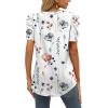 imageXIEERDUO Womens Summer Shirt V Neck Casual Tshirts Puff Sleeve Tops for Women Solid Color XS3XL16white Painting