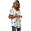 imageXIEERDUO Womens Summer Shirt V Neck Casual Tshirts Puff Sleeve Tops for Women Solid Color XS3XL16white Painting