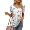 imageXIEERDUO Womens Summer Shirt V Neck Casual Tshirts Puff Sleeve Tops for Women Solid Color XS3XL16white Painting