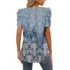imageXIEERDUO Womens Summer Shirt V Neck Casual Tshirts Puff Sleeve Tops for Women Solid Color XS3XL17floral Beige Blue