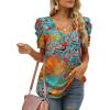 imageXIEERDUO Womens Summer Shirt V Neck Casual Tshirts Puff Sleeve Tops for Women Solid Color XS3XL18hawaii
