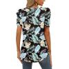imageXIEERDUO Womens Summer Shirt V Neck Casual Tshirts Puff Sleeve Tops for Women Solid Color XS3XL19black Leaves