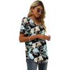 imageXIEERDUO Womens Summer Shirt V Neck Casual Tshirts Puff Sleeve Tops for Women Solid Color XS3XL19black Leaves