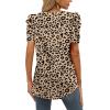 imageXIEERDUO Womens Summer Shirt V Neck Casual Tshirts Puff Sleeve Tops for Women Solid Color XS3XL20leopard