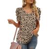 imageXIEERDUO Womens Summer Shirt V Neck Casual Tshirts Puff Sleeve Tops for Women Solid Color XS3XL20leopard