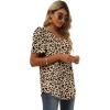 imageXIEERDUO Womens Summer Shirt V Neck Casual Tshirts Puff Sleeve Tops for Women Solid Color XS3XL20leopard