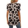 imageXIEERDUO Womens Summer Shirt V Neck Casual Tshirts Puff Sleeve Tops for Women Solid Color XS3XL21beige Leopard